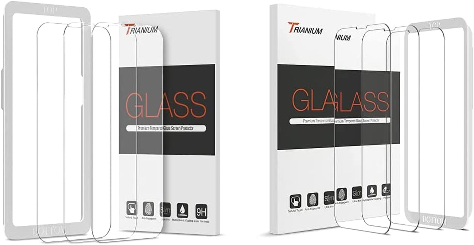 Trianium Tempered Glass Screen Protector Designed for Apple Iphone 13 (2021) /Iphone 13 Pro (2021), 3 Pack [Alignment Case Tool Included]  Trianium Screen Protector + Screen Protector  