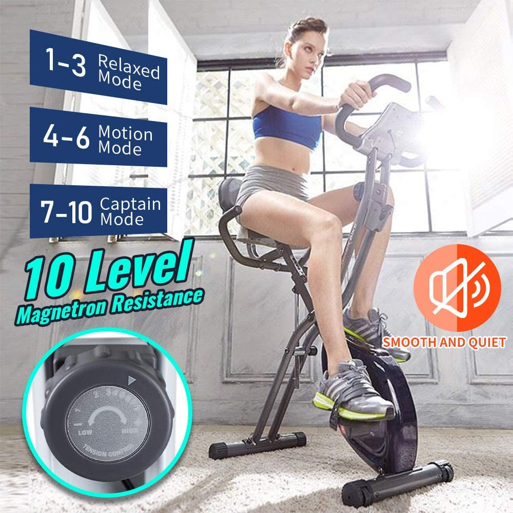 Leikefitness LEIKE X Bike Ultra-Quiet Folding Exercise Bike, Magnetic Upright Bicycle with Heart Rate,Lcd Monitor and Easy to Assemble  leikefitness   