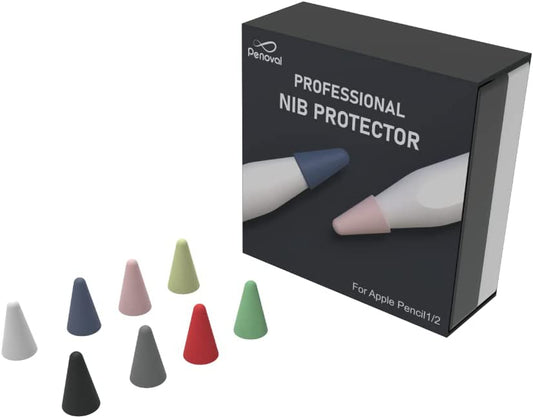 Penoval Silicone Pencil Nib/Tip Protector Cover Cap for Drawing Noiseless Compatible with Apple Pencil 1St/2Nd, Penoval Ipad Stylus Replacement Non-Slip Writing Nib/Tip Protector (8 Pcs Mixed Color)  Penoval   