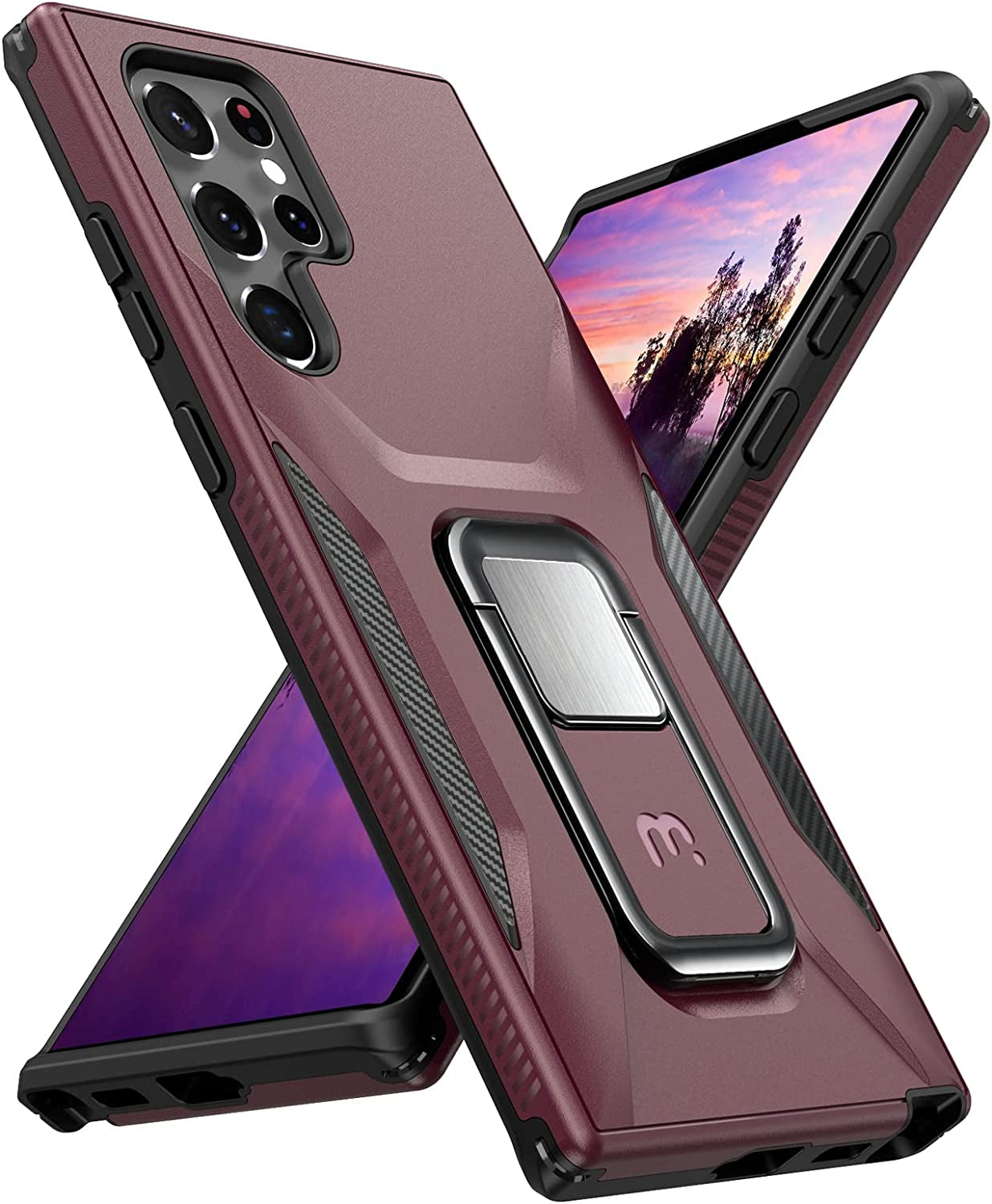 MYBAT Pro Shockproof Stealth Series Case for Samsung Galaxy S22 Ultra Case with Stand 6.8 Inch, Support Magnetic Car Mount, Heavy Duty Military Grade Drop Protective Case with Kickstand - Plum  Valor Communication Inc   