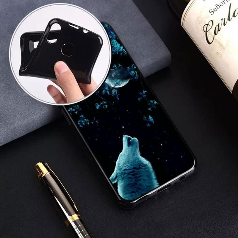 WIMSPEED Black Soft TPU Bumper Phone Case for Sony Xperia 5 V (6.1") with 1 X Tempered Glass Screen Protector, Slim Silicone Shockproof Cover for Sony Xperia 5 V - Moon Night  WIMSPEED   