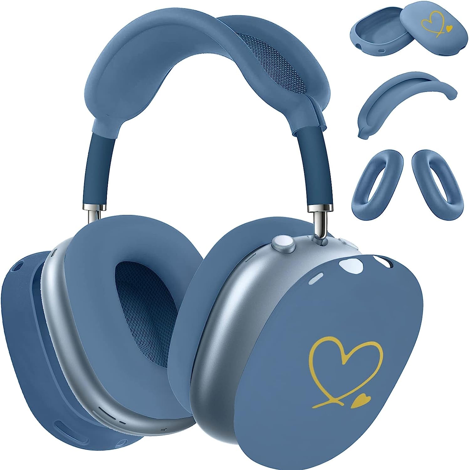 Aiaabq for Airpods Max Case Cover,Anti-Scratch Ear Pad Case Cover/Ear Cups Cover/Headband Cover for Airpods Max, Accessories Soft Silicone Skin Protector for Apple Airpods Max  Aiaabq Blue love  