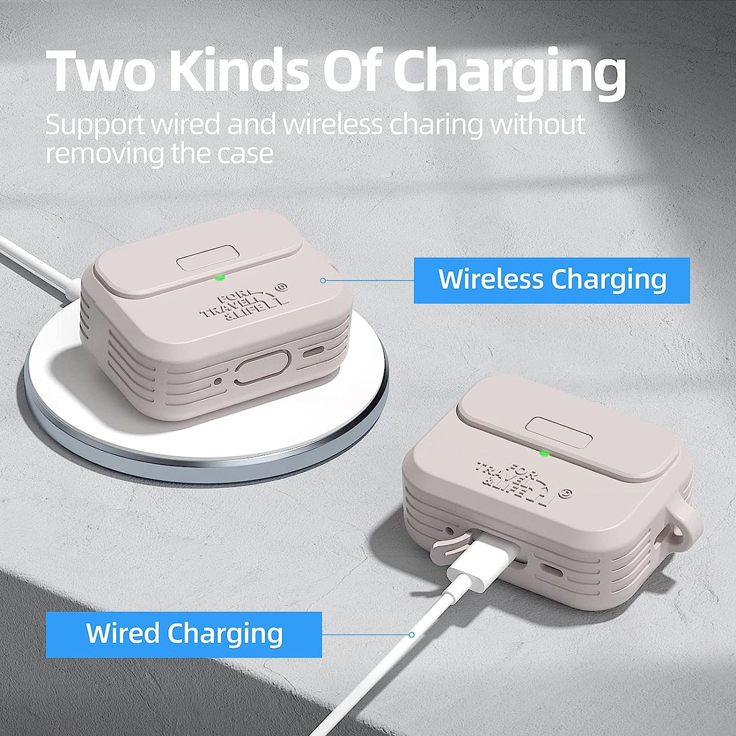 Airpods Pro 2Nd/1St Generation Case Cover,Secure Lock Full Protective Silicone Skin Accessories for Women Men with Apple Airpods Pro 2022/2019 Charging Case,Design by Doboli,Khaki  Doboli   