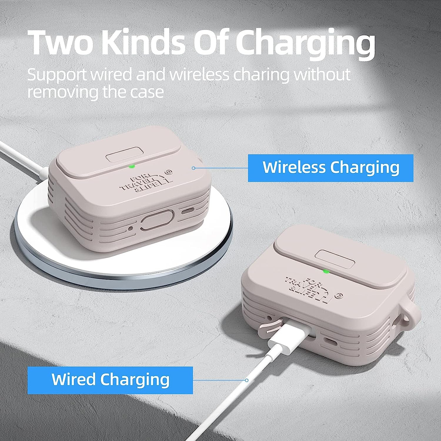 Airpods Pro 2Nd/1St Generation Case Cover,Secure Lock Full Protective Silicone Skin Accessories for Women Men with Apple Airpods Pro 2022/2019 Charging Case,Design by Doboli,Khaki  Doboli   