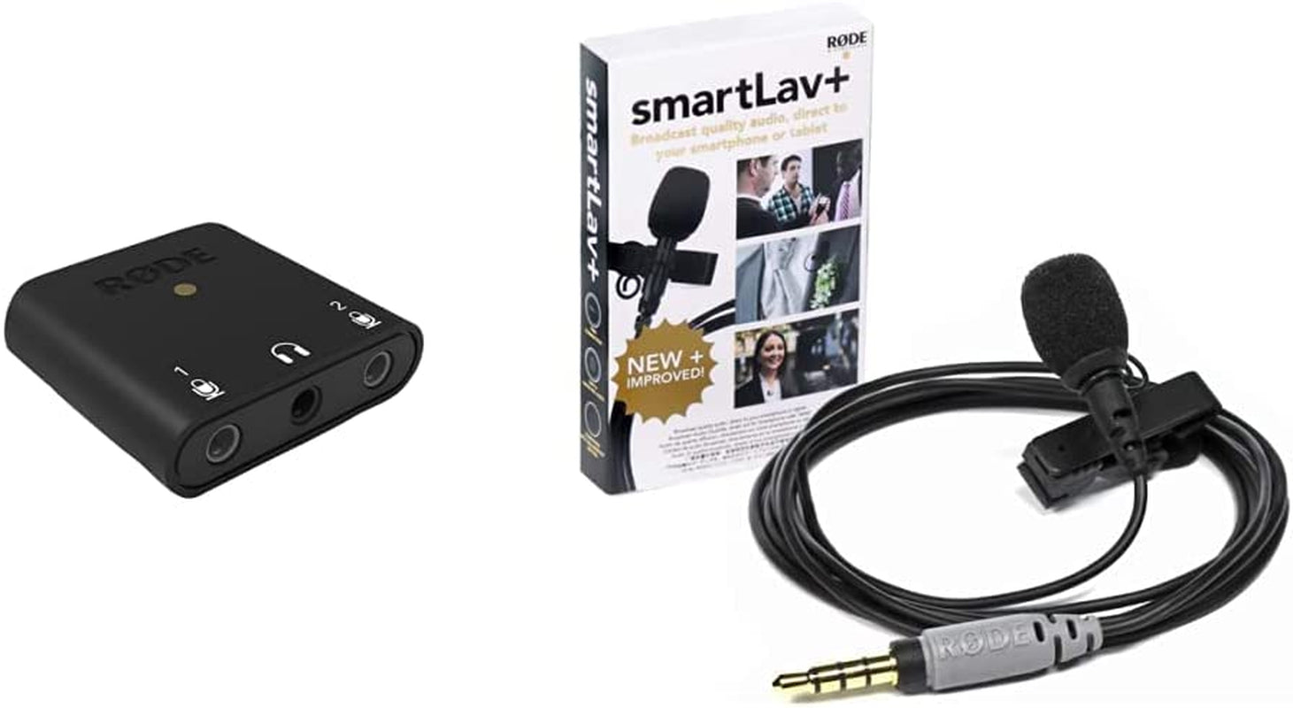 Rode Smartlav+ Lavalier Microphone for Smartphones  Rode Lavalier Microphone + Audio Interface, Black  