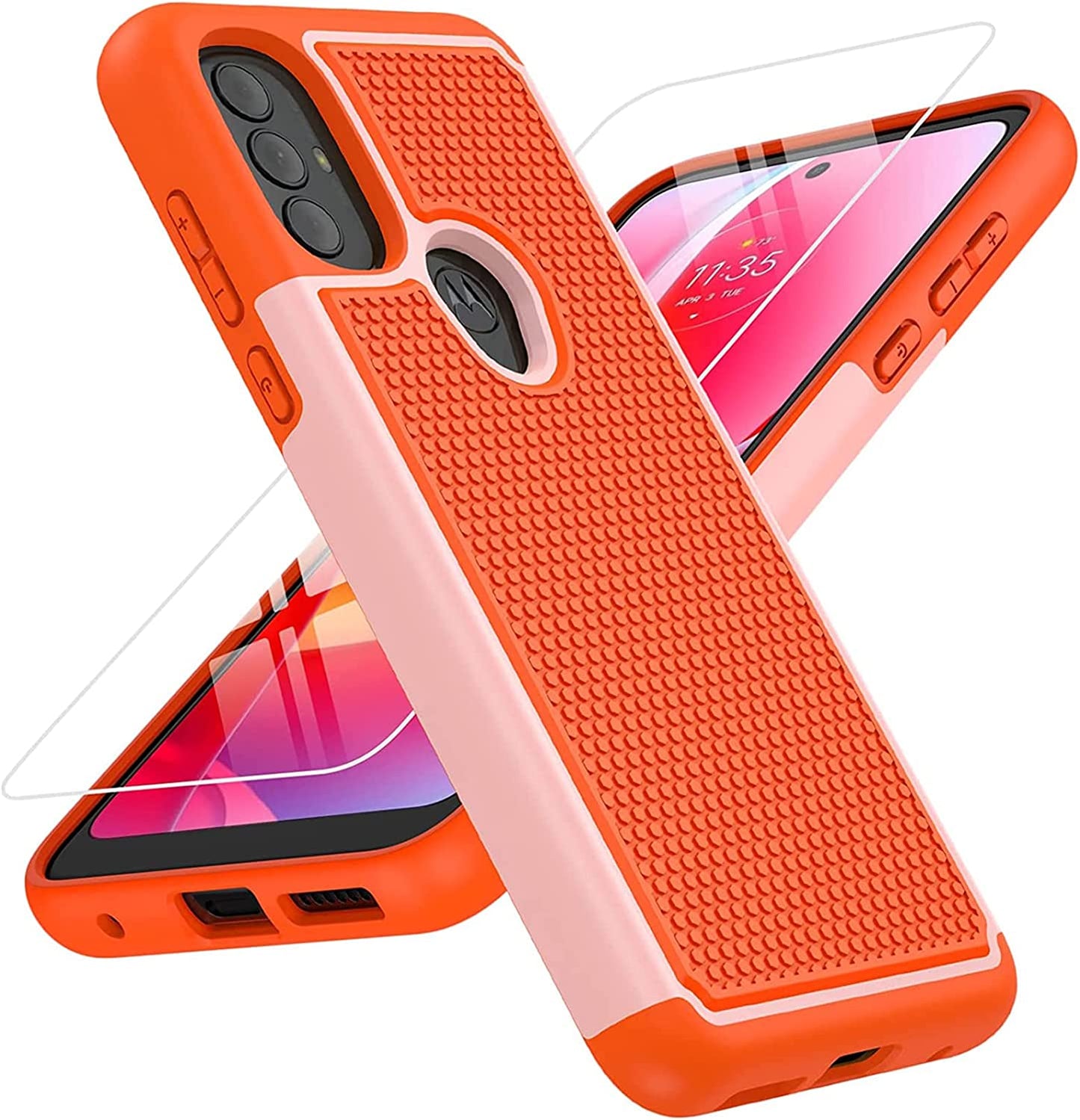 BNIUT for Motorola Moto G Power 2022 Case: Moto G Play 2023 Case & Moto G Pure 2021 Case - Dual Layer Protective Heavy Duty Phone Cover Shockproof Rugged with Non Slip Textured (Burgundy Purple)  binghexin Orange  