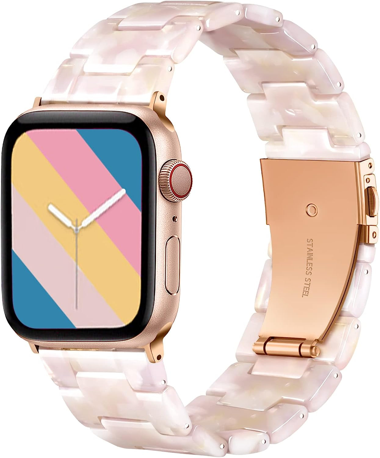 GEAK Resin Strap Compatible with Apple Watch Band 40Mm 38Mm 44Mm 42Mm 41Mm 45Mm Women Men, Light Resin Bracelet Iwatch Bands with Stainless Steel Buckle Replacement for Iwatch Series 7 6 5 4 3 2 1 SE  GEAK   