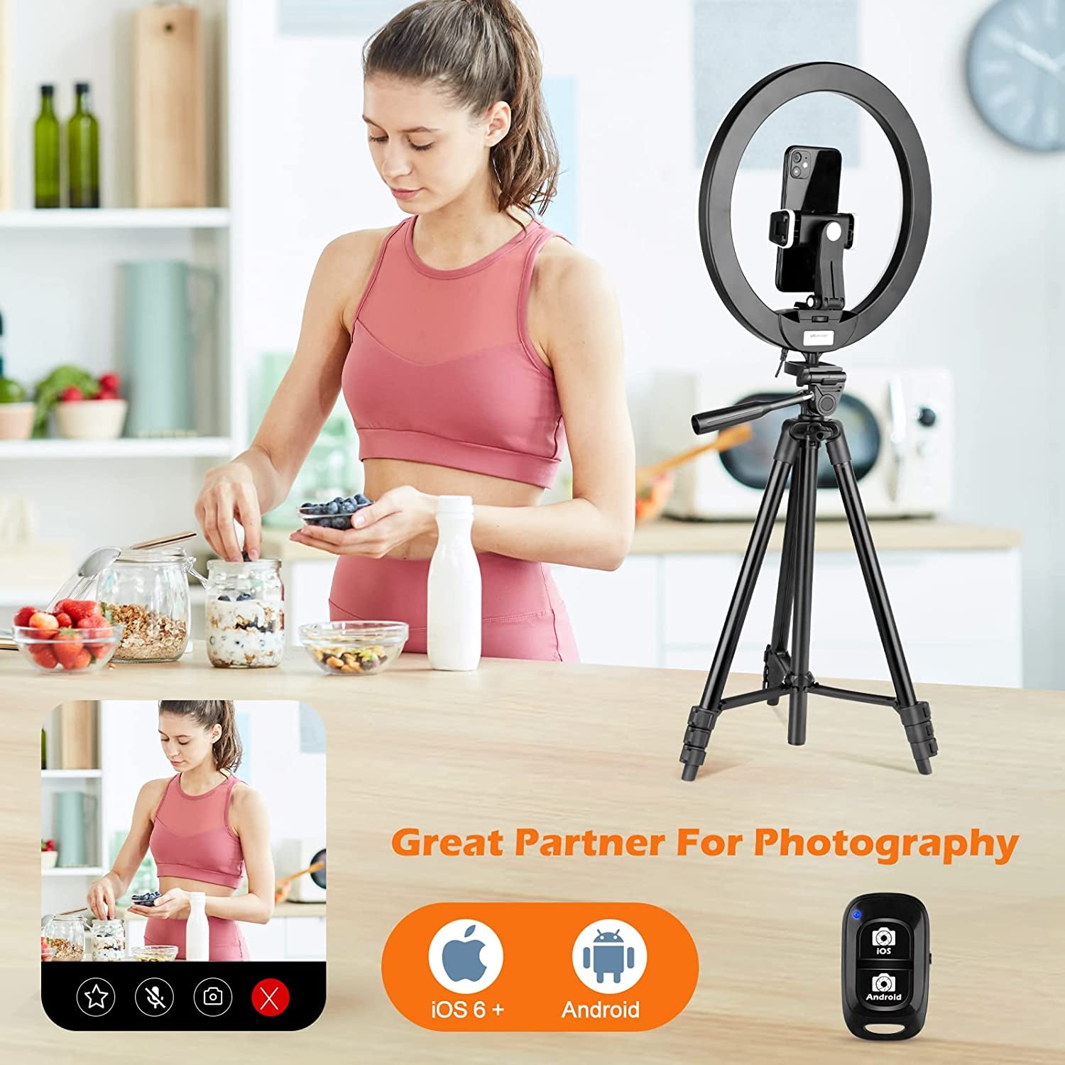 Sensyne 12'' Ring Light with Tripod Stand, LED Selfie Ring Light with Stand and Phone Holder for Photography/Recording/Youtube/Tiktok, Compatible with All Cell Phones/Cameras  sensyne   