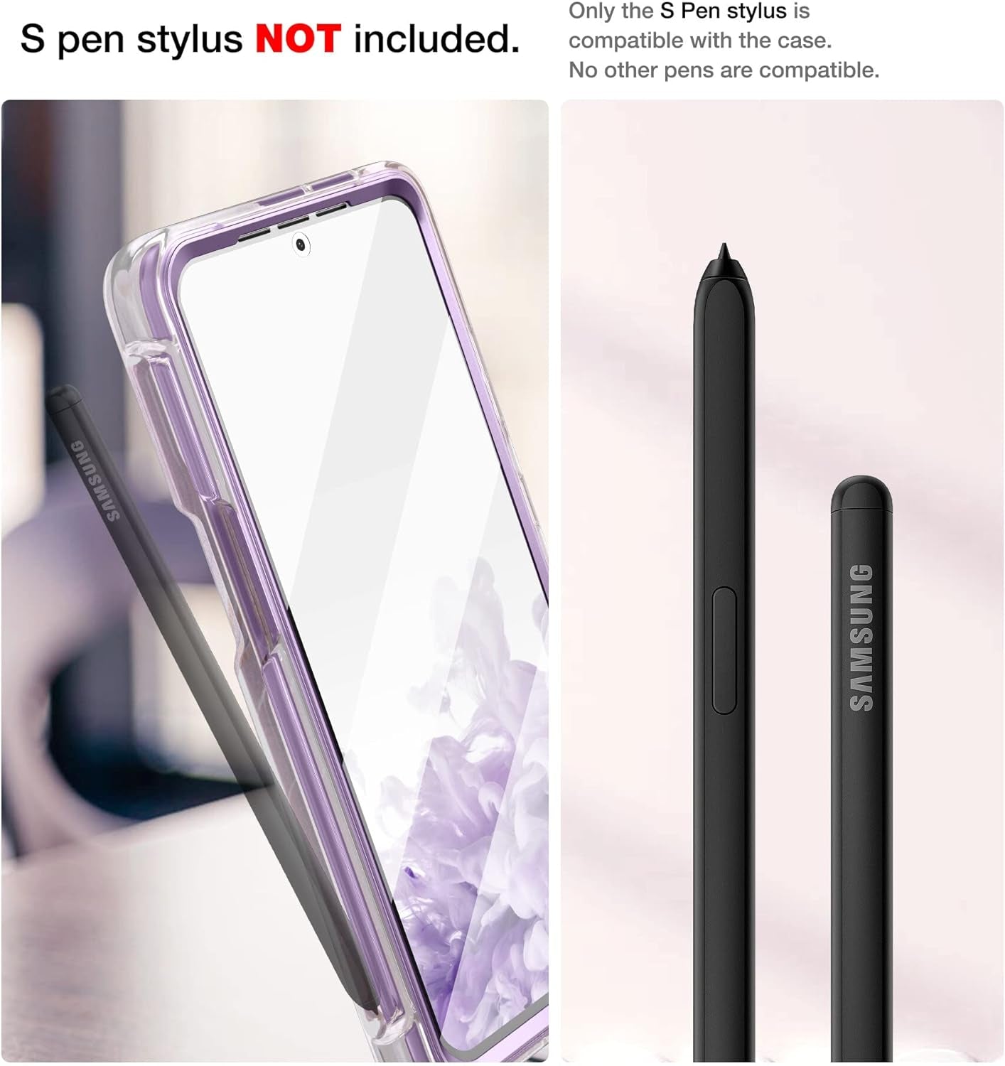 SURITCH Phone Case for Samsung Galaxy S21 Ultra with S-Pen Holder Front Cover Built-In Screen Protector Upgraded Dual-Layer Full Body Protection Anti-Scratch Shockproof for Woman Man, Purple Marble  SURITCH   