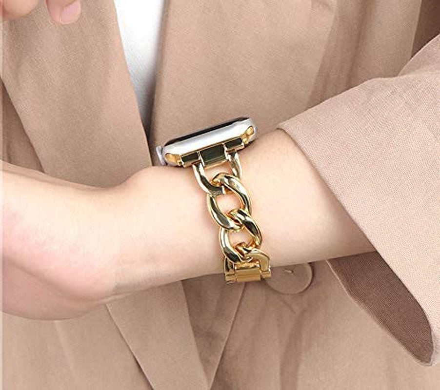 Kolgios 38/40/41/42/44/45Mm Cool Women Chain Metal Smartwatch Bands Compatible for Apple Watch Bands Series 8/7/6/SE/5/4 Adjustment Replacement Watch Bracelet for Iwatch 8/7 Gift for Her  SZ Kager tech   