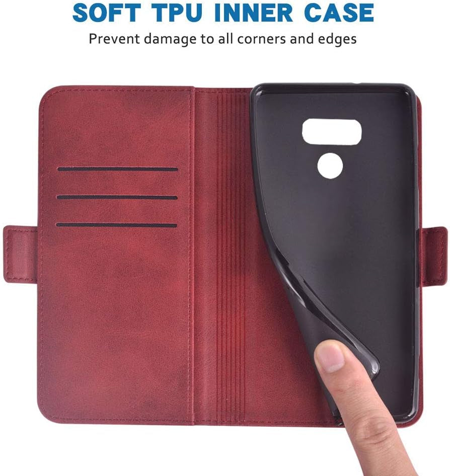 Phone Case for LG G6 5.7 Inch Leather Wallet Cases Credit Card Holder Stand Kickstand Full Body Purse Heavy Duty Protective Hybrid Flip Folio Cover for LGG6 Thinq LG6 Thin Q G 6 plus G6+ 6G Women Red  WWAAYSSXA   