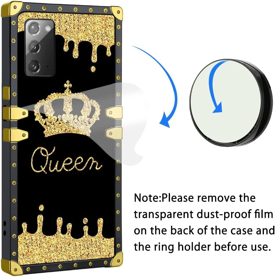 LSL Compatible with Samsung Galaxy Note 20 5G Square Phone Case, Queen Golden Crown Luxury TPU Plating Corner Shockproof Protection Cover for Women Girls, for Samsung Galaxy Note 20 5G  LSL   