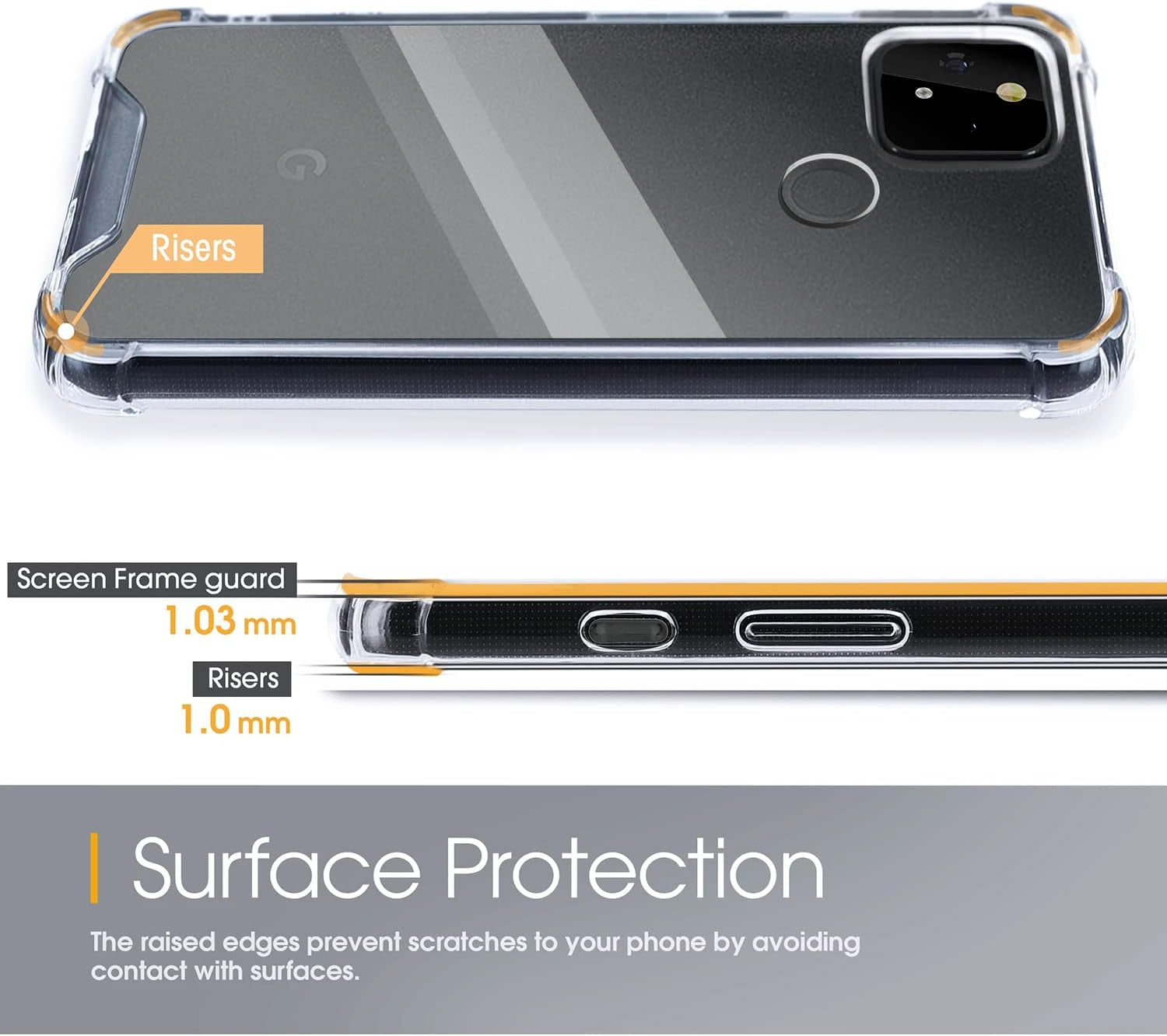 KIOMY Google Pixel 5 Case Diamond Clear with Hybrid anti Yellow Design Hard PC Back Shell with TPU Raised Bezel Shockproof Bumper Protective Ultra Transparent Slim Fit and Thin Cell Phone Cover  KIOMY   