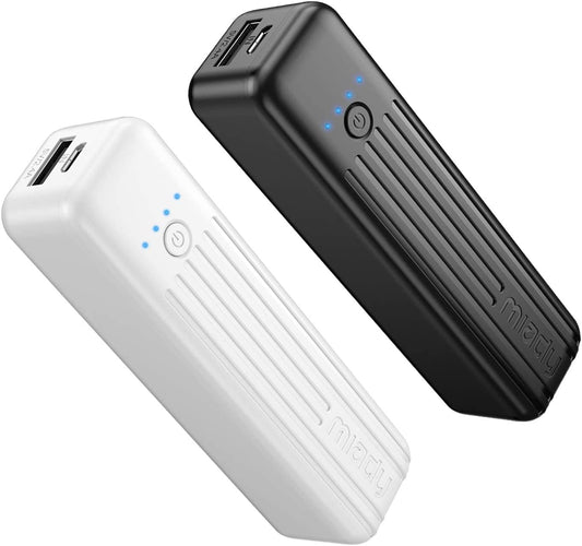 Miady 2-Pack Portable Charger 5000Mah, 3.45Oz Lightweight Power Bank, 5V/2.4A Output & 5V/2A Input Battery Pack Charger, Mini Portable Phone Charger for Iphone, Samsung Galaxy and Etc  Miady   