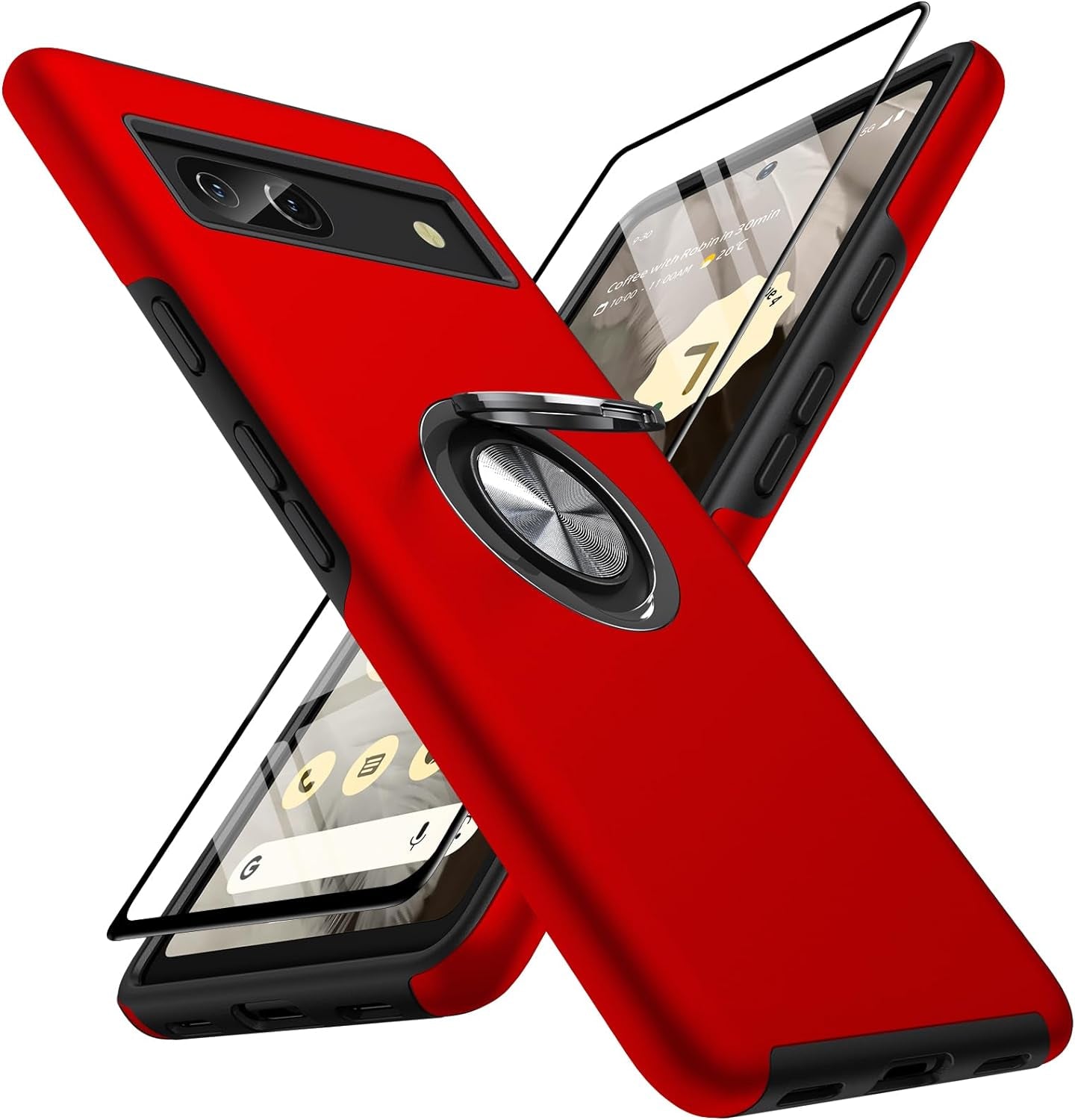 AOUIA Case for Pixel 7A 6.1 Inch, with 1Pcs Tempered Glass Screen Protector, [TPU+PC] Shockproof Protection Dual Layer Case for Google Pixel 7A, Purple  AOUIA Red  