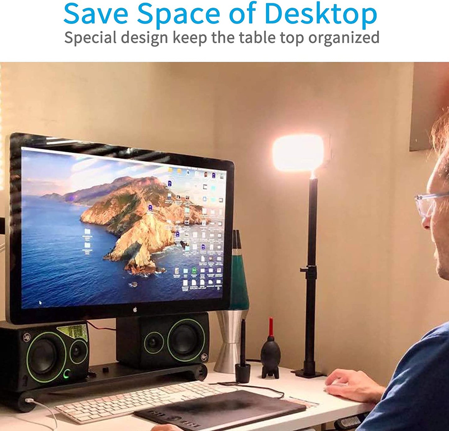 INSSTRO Tabletop Light Stand, 13.3-22.4 Inch Adjustable Desk Mount Stand with 1/4Inch Screw for Selfie LED Ring Light/Led Panel, Desktop Light Stand for Make Up, Selfie, Youtube, Live Show  INSSTRO   