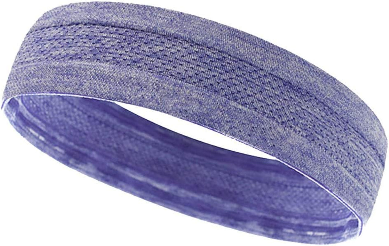Cnebo Yoga Sports Headband for Women & Men, Breathable Solid Sweatband Anti-Slip Headbands Workout Running Headwrap Hair Bands  Cnebo Headbands Purple  