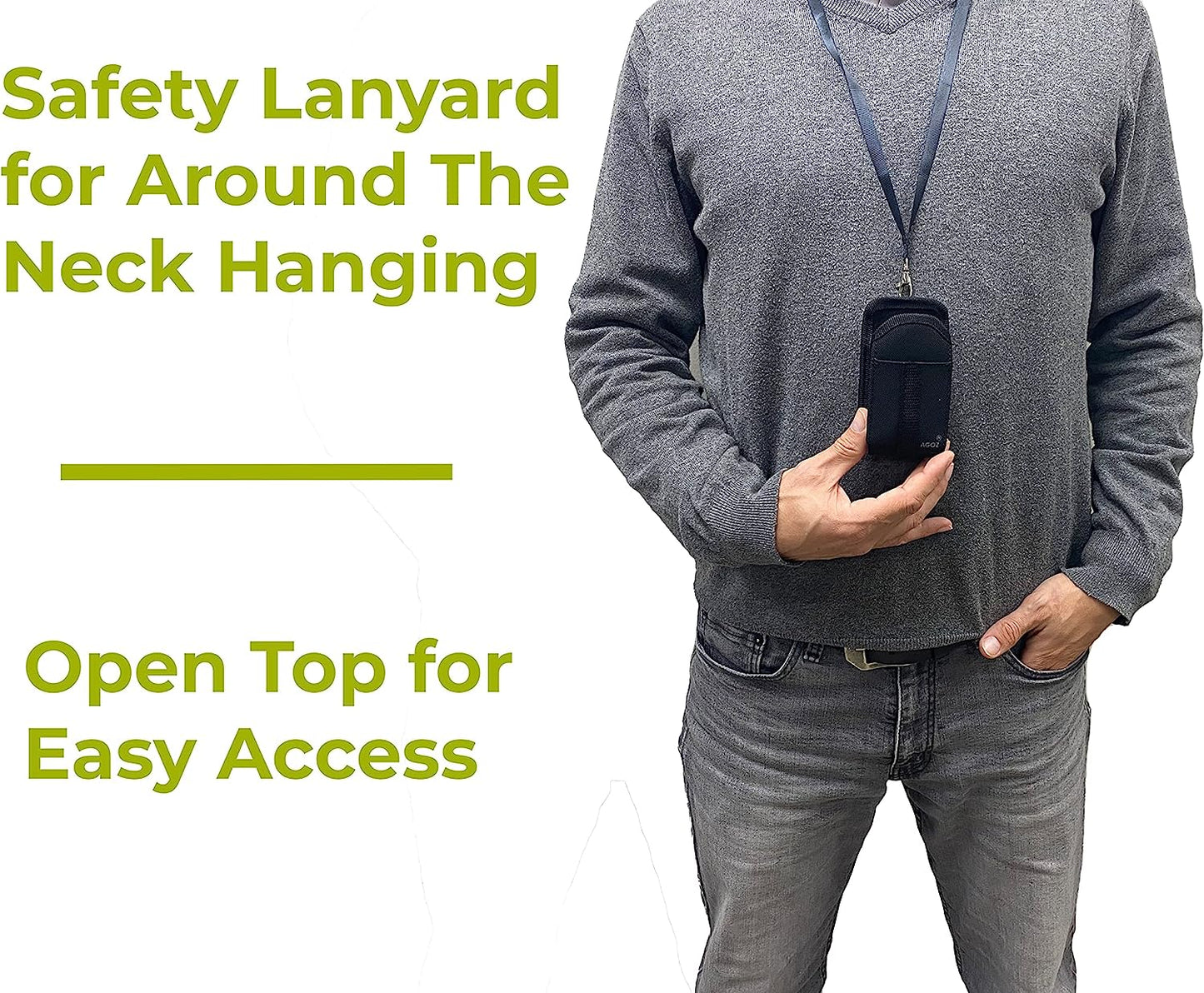 Agoz around the Neck Hanging Open Top Flip Phone Case with Detachable Safety Lanyard Sling for Greatcall Lively Flip Phone, Jitterbug Flip Phone, Jitterbug Flip 2, Consumer Cellular Link 2 Flip Phone  AGOZ   