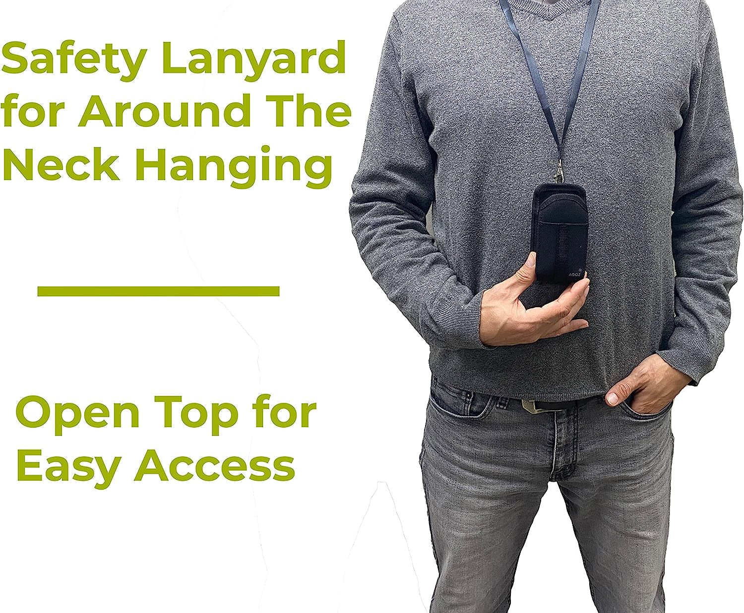 Agoz around the Neck Hanging Open Top Flip Phone Case with Detachable Safety Lanyard Sling for Greatcall Lively Flip Phone, Jitterbug Flip Phone, Jitterbug Flip 2, Consumer Cellular Link 2 Flip Phone  AGOZ   