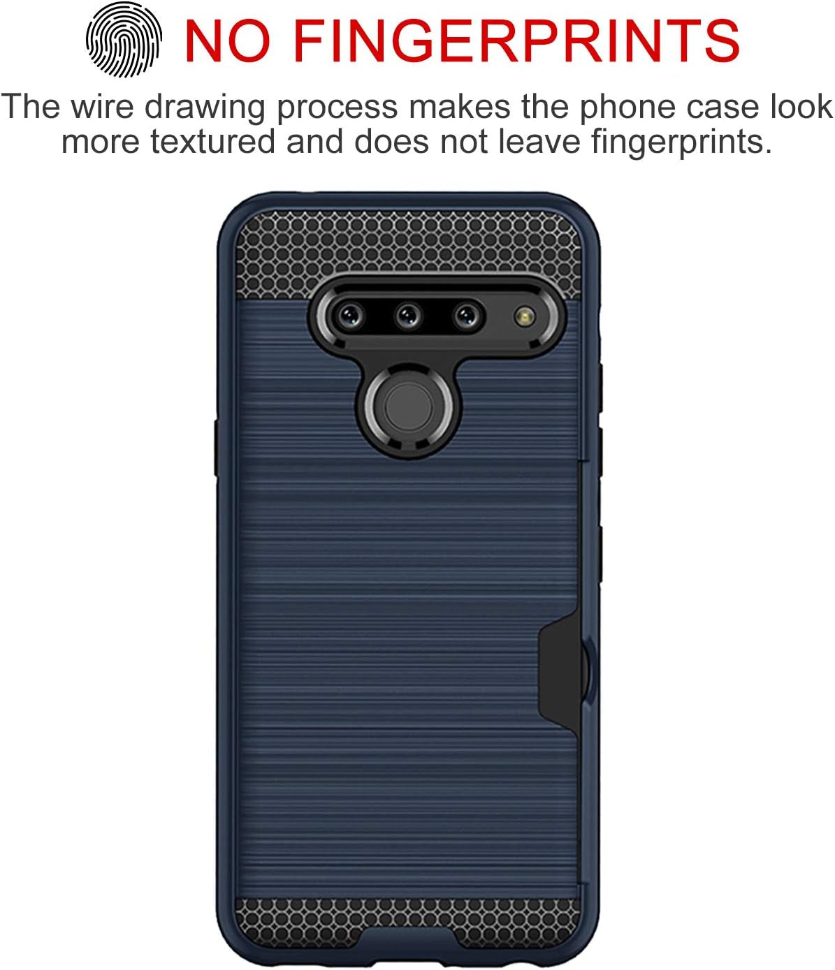 Case for LG G8, Thinq Case with Card Slot Holder, Shock Absorption Case Protective Cover for LG G8 (Navy Blue)  jia   