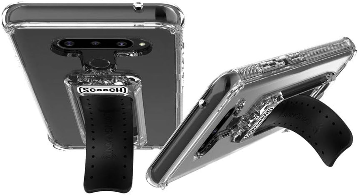 Scooch Wingman | Kickstand Case for LG V40 Thinq [10 Ft Drop Protection] [Two-Way Stand] Shockproof Protective Cover & Compatible with Magnetic Car Mounts (Clear)  Scooch   