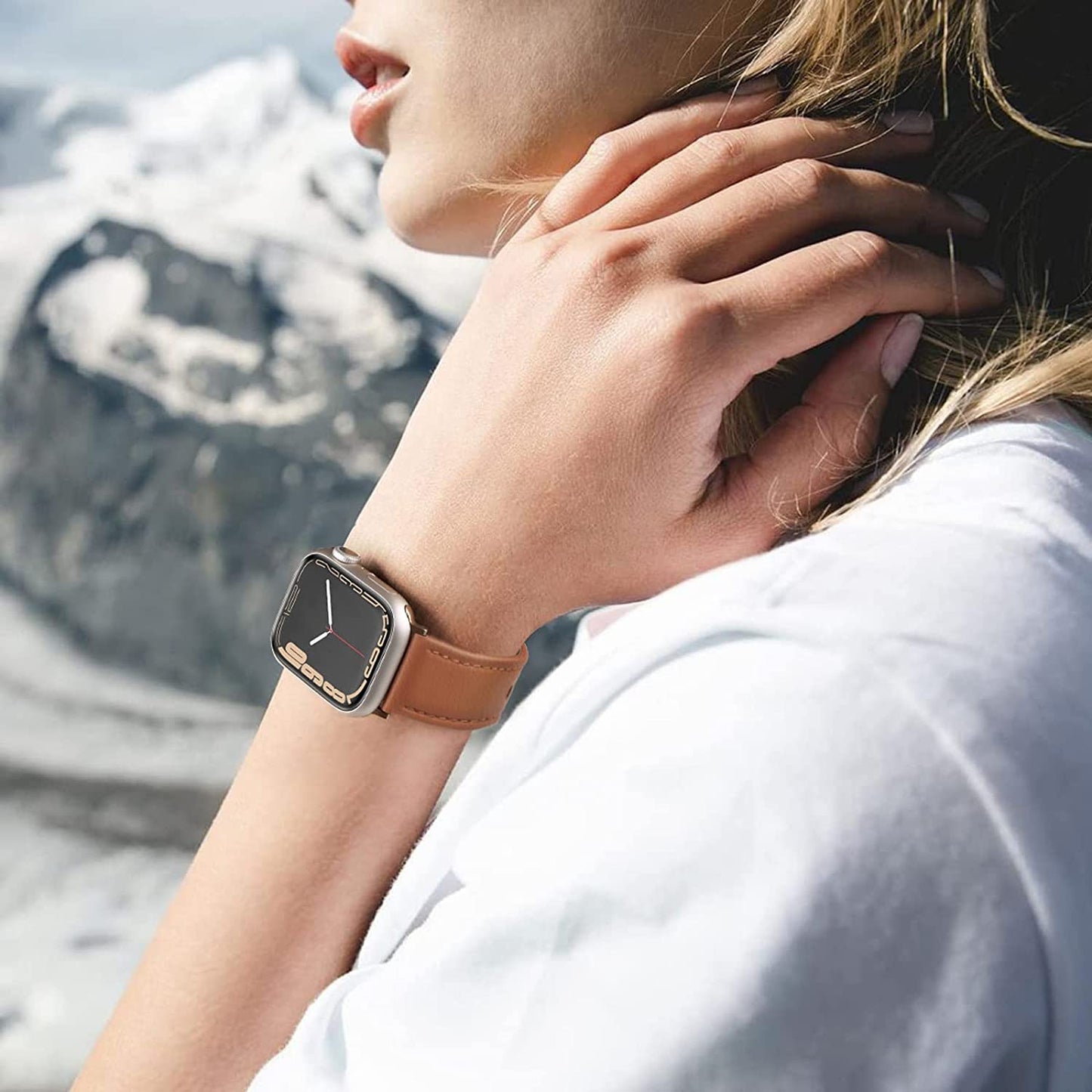 SWEES Leather Bands Compatible with Apple Watch Bands 41Mm 40Mm 38Mm Women Men, Genuine Leather Bands Replacement Strap for Apple Iwatch SE2 SE Series 8 7 6 5 4 3 2 1,Sports & Edition  SWEES   