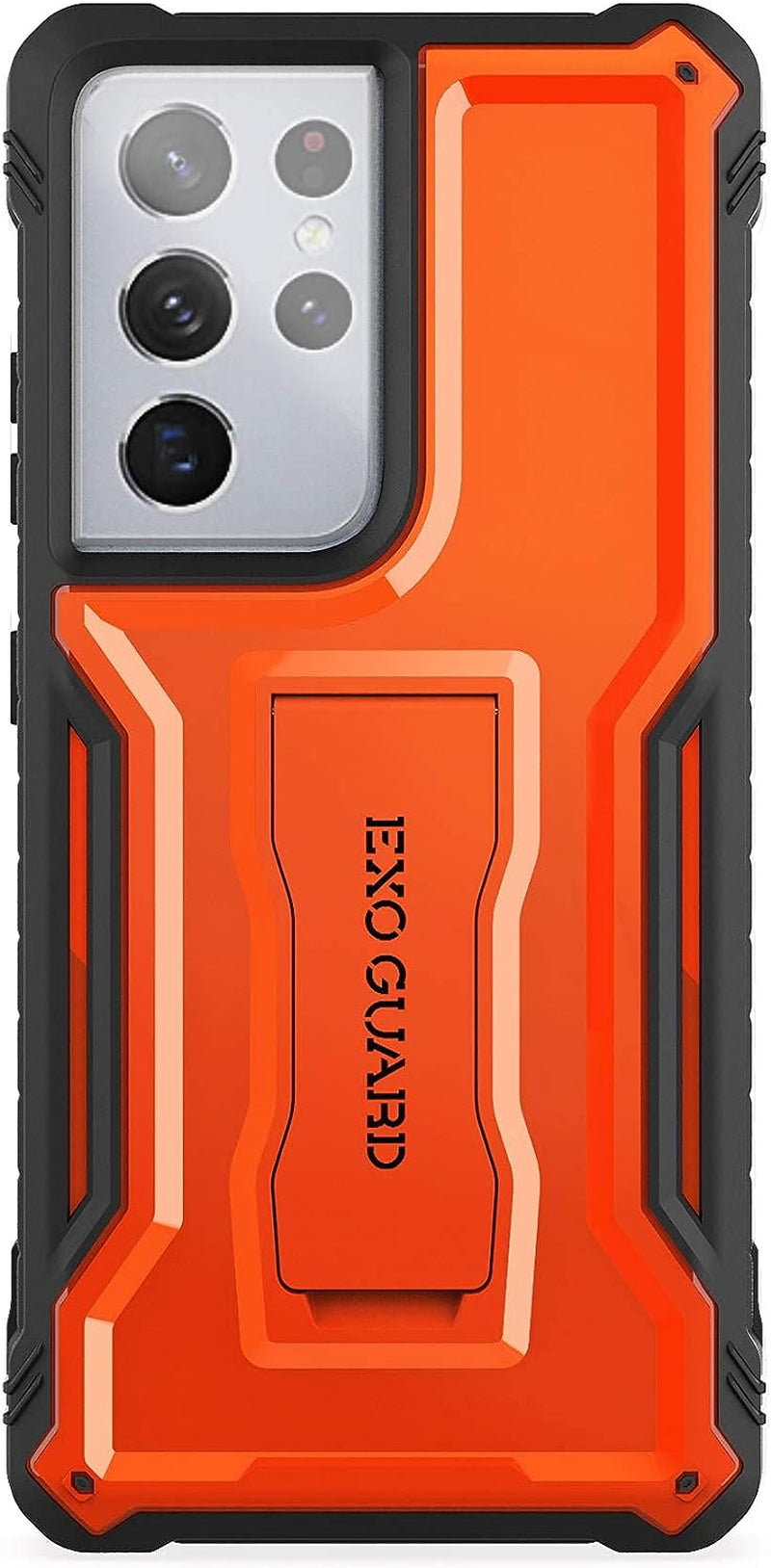 Exoguard Samsung Galaxy S21 Ultra 5G Case, Rubber Shockproof Full Body Cover Case for Samsung S21 Ultra 5G Phone 6.8 Inch, Built-In Kickstand (Green)  ExoGuard Orange  