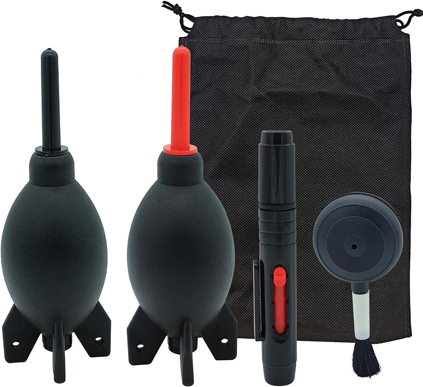 Lens Cleaning Kit Contains 2 Pcs Rubber Rocket Air Blower Duster, Lens Cleaning Pen, Blower Brush Dust Cleaner and Carrying Pouch, for Lens, Camera, SLR, Telescope, Magnifying Glass, Phone  LJZP   