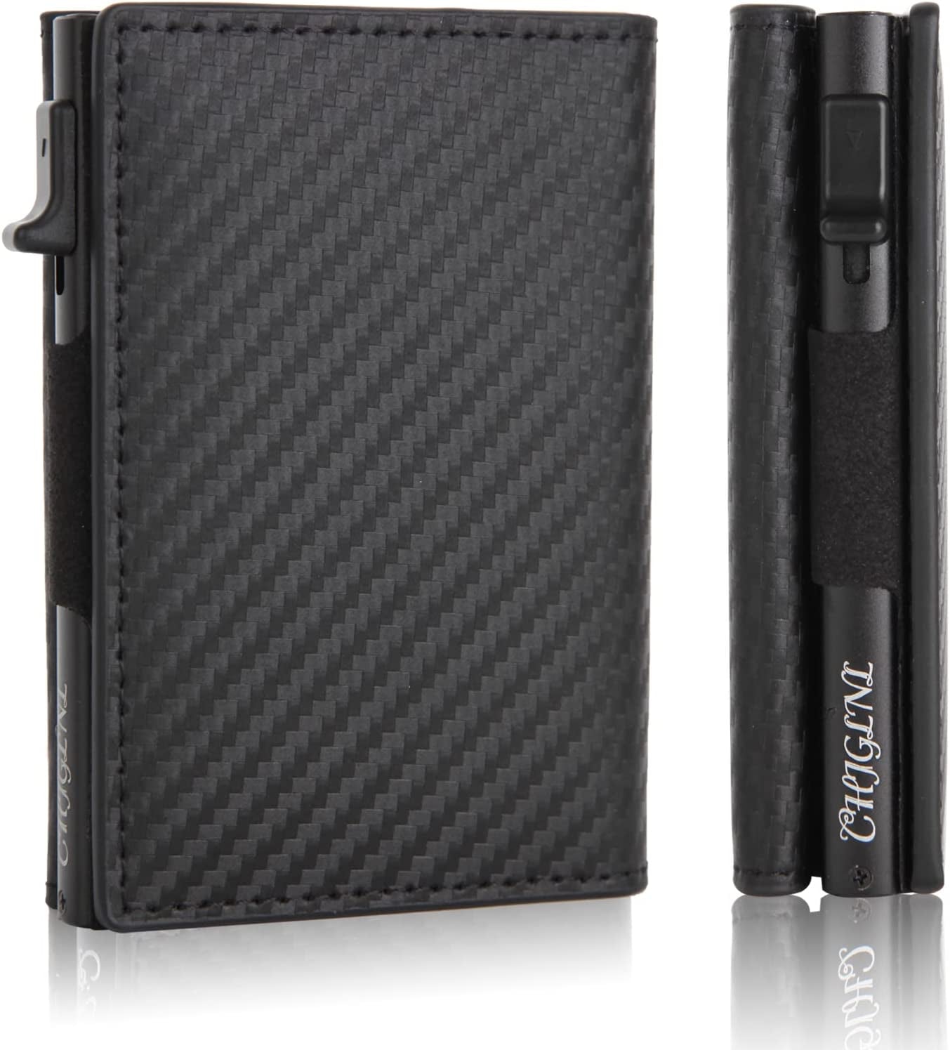 CHJGLNL Genuine Leather Slim Wallet for Men, Pop up Wallet RFID Blocking Money Credit Card Holder Minimalist Smart Wallet Ideal for Men'S Gift  CHJGLNL   