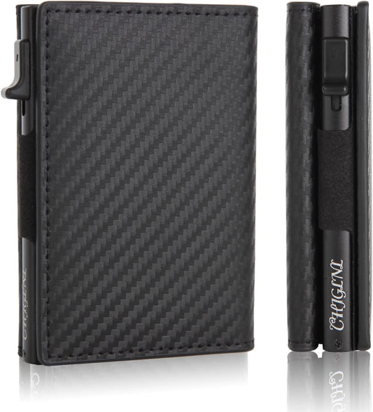 CHJGLNL Genuine Leather Slim Wallet for Men, Pop up Wallet RFID Blocking Money Credit Card Holder Minimalist Smart Wallet Ideal for Men'S Gift  CHJGLNL   