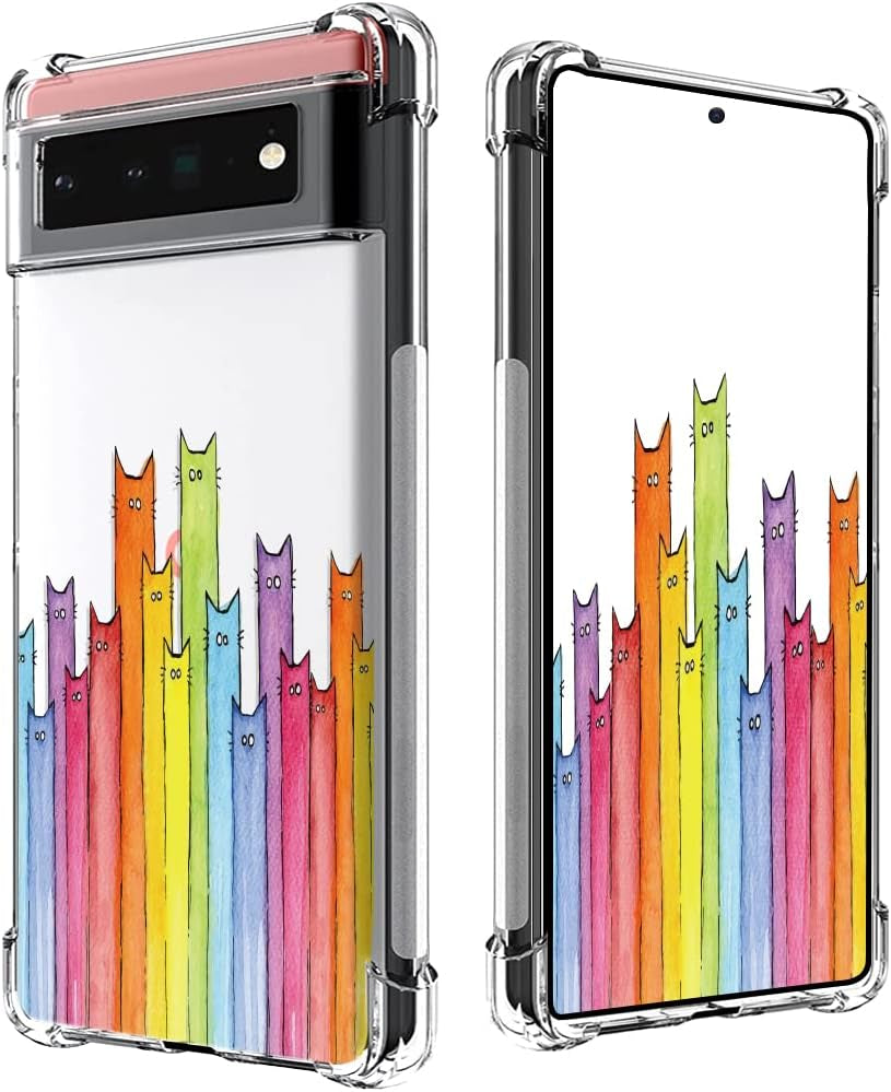 BEIMEITU for Google Pixel 6 Clear Case Kids Cute Cat Colored, Women Girls Kids Cartoon Cat Pattern Lovely Case Cover, Shockproof Protect Girly Phone Case for Google Pixel 6 6.4"  BEIMEITU   