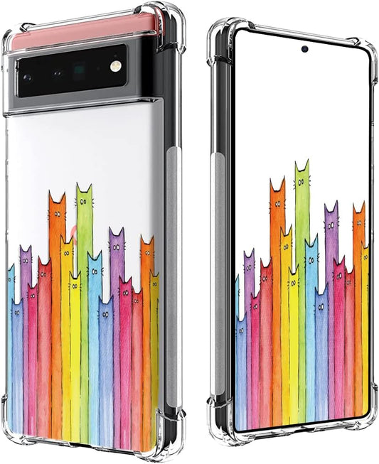 BEIMEITU for Google Pixel 6 Clear Case Kids Cute Cat Colored, Women Girls Kids Cartoon Cat Pattern Lovely Case Cover, Shockproof Protect Girly Phone Case for Google Pixel 6 6.4"  BEIMEITU   