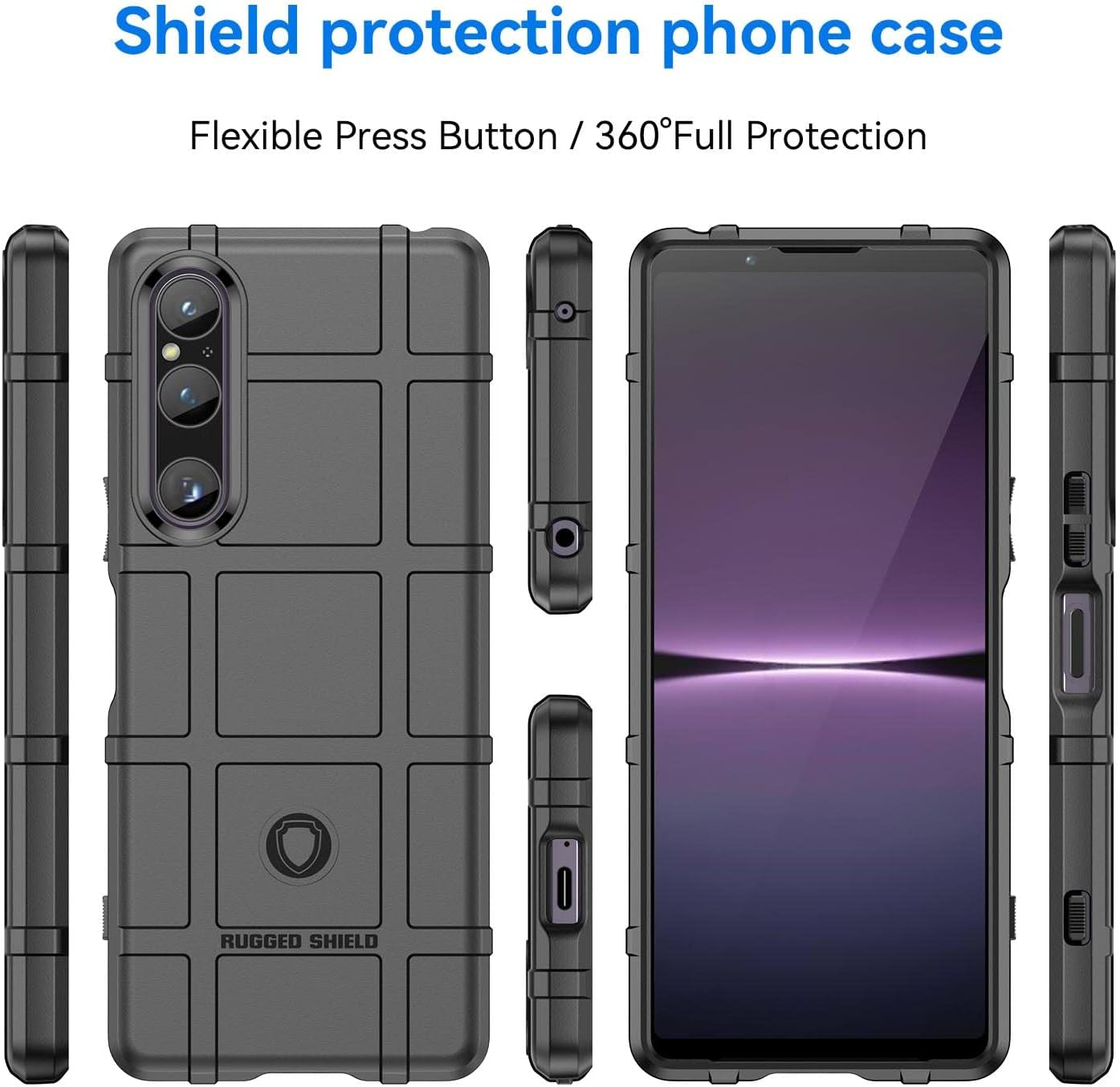 Compatible with Sony Xperia 1 V 2023 Case, TPU Thick Solid Armor Tactical Protective Cover Case for Sony Xperia 1 V 2023, Black  JSG-HD   