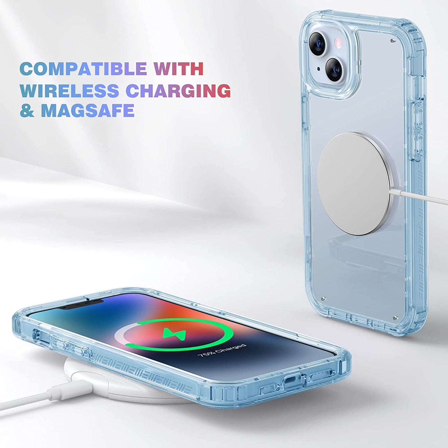 Diaclara Designed for Iphone 14 Case, Full Body Rugged Case with Built-In Touch Sensitive Anti-Scratch Screen Protector, with Camera Lens Protector for Iphone 14 6.1" (Clear Blue)  Diaclara   