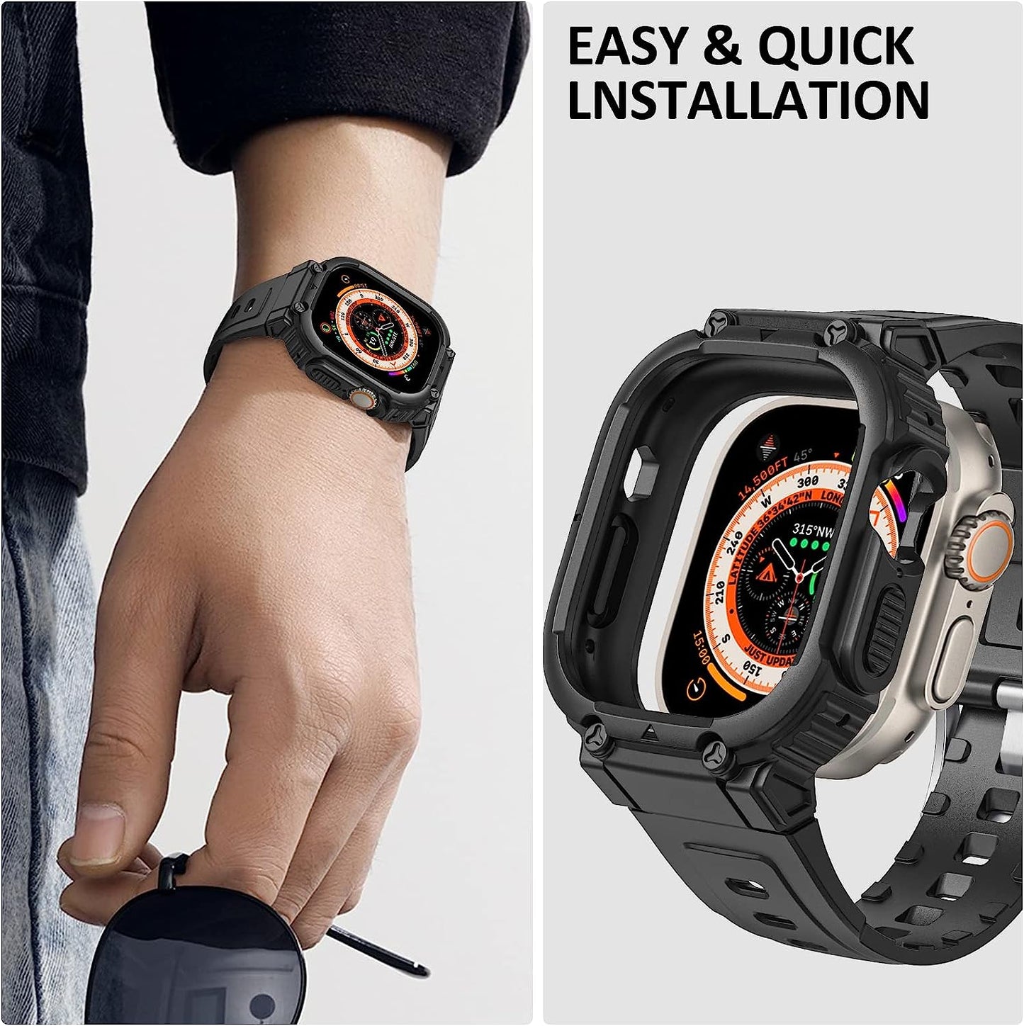 HATALKIN for Apple Watch Ultra Band with Ultra Case 49Mm,Rugged Bands Bumper Protector Men Women Ultra Accessories Compatible for Apple Iwatch Ultra 49Mm  HATALKIN   