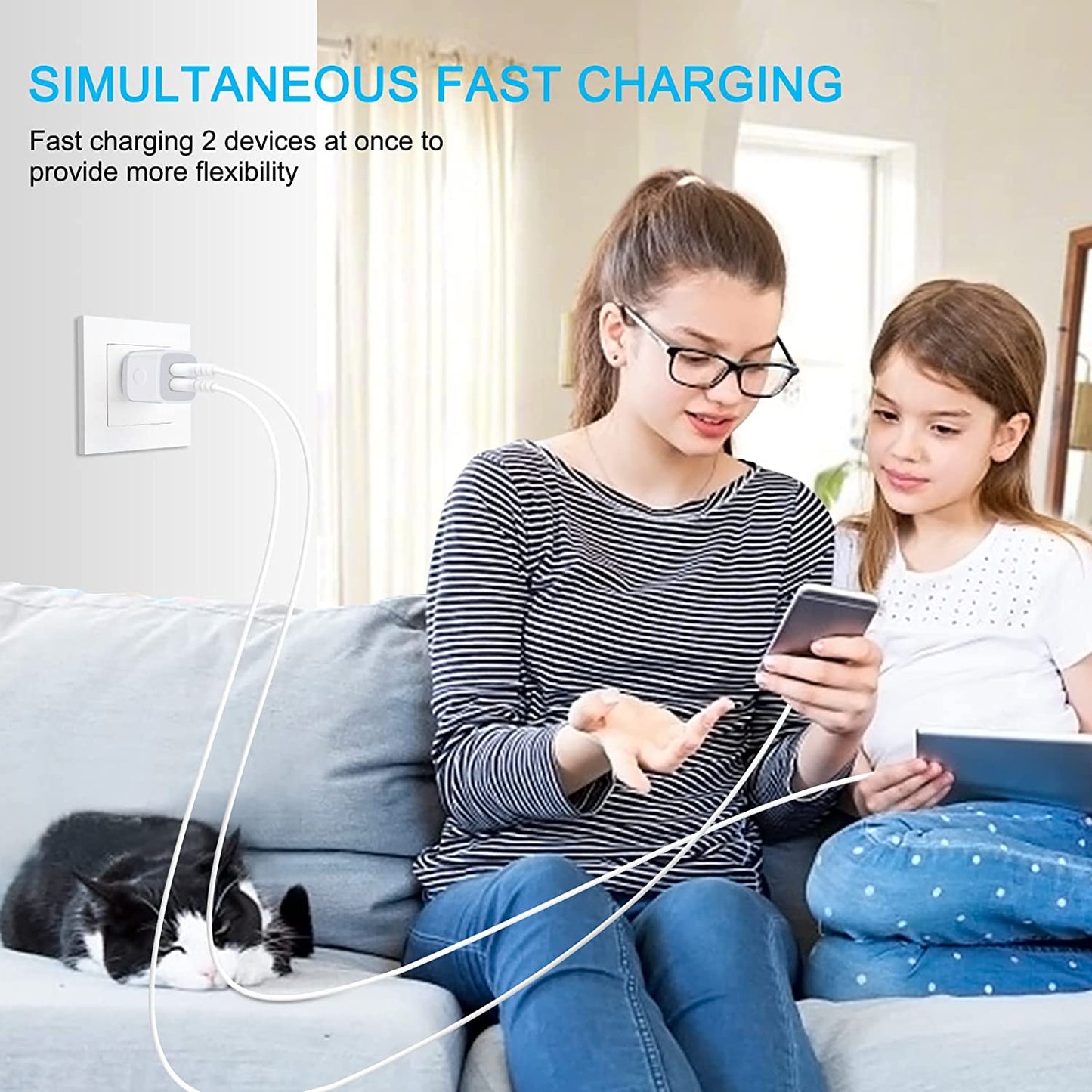 Charger Block, USB Wall Charger, Double USB Fast Charging Cube Block Charger Box, 2.1A Phone Charger Power Adapter 3 Pack for Iphone 14 13 12 11 Pro Max XS XR X 8 7 6S Samsung Galaxy S23 A14 Note 20  Shenzhen Putuo Technology Co.,Ltd   