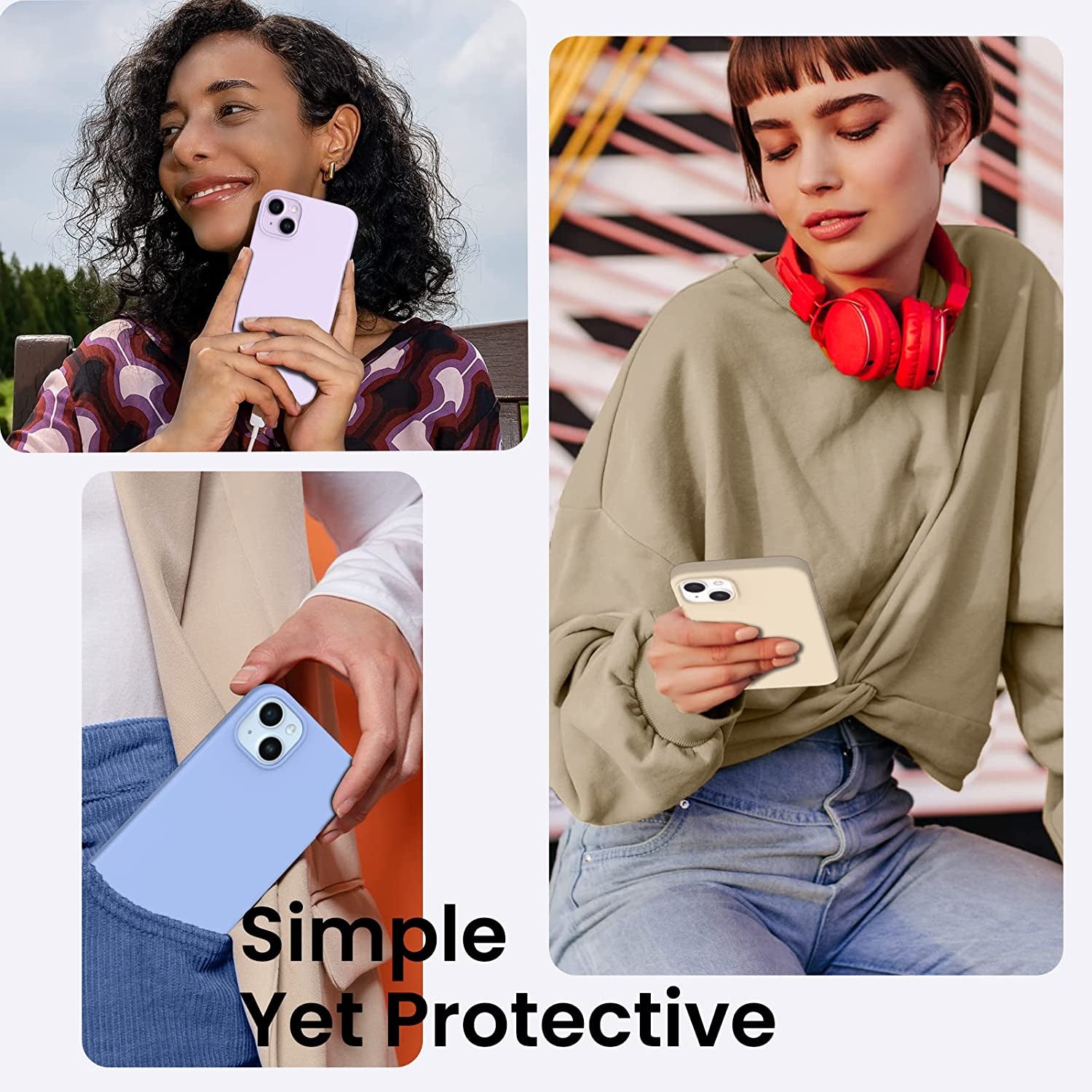 ORNARTO Compatible with Iphone 14 Case 6.1, Slim Liquid Silicone 3 Layers Full Phone Covered Soft Gel Rubber Case Protective Phone Cover 6.1 Inch-Baby Yellow  ORNARTO   