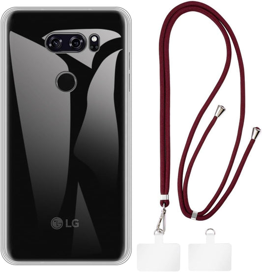 Shantime LG V30 Case + Universal Mobile Phone Lanyards, Neck/Crossbody Soft Strap Silicone TPU Cover Bumper Shell for LG V30+ (6”)  Shantime   