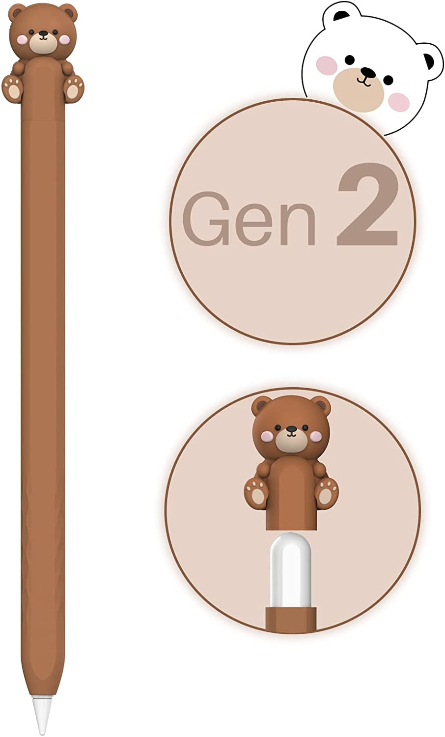 NIUTRENDZ Cute Cow Apple Pencil Case for Apple Pencil 2Nd Generation Case Silicone Protective Cover Sleeve Skin Accessories (Pink)  NIUTRENDZ 2-Brown Apple Pencil 2nd Generation 