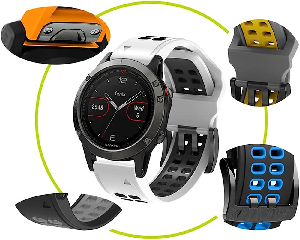 REYDA Silicone Band Compatible for Garmin Fenix 7/6/6 Pro/5/5 Plus, Soft Breathable Silicone Metal Bracelet Sport Wristband Replacement Band for Garmin Forerunner 935/945/955/965/Approach S60/S62  REYDA   