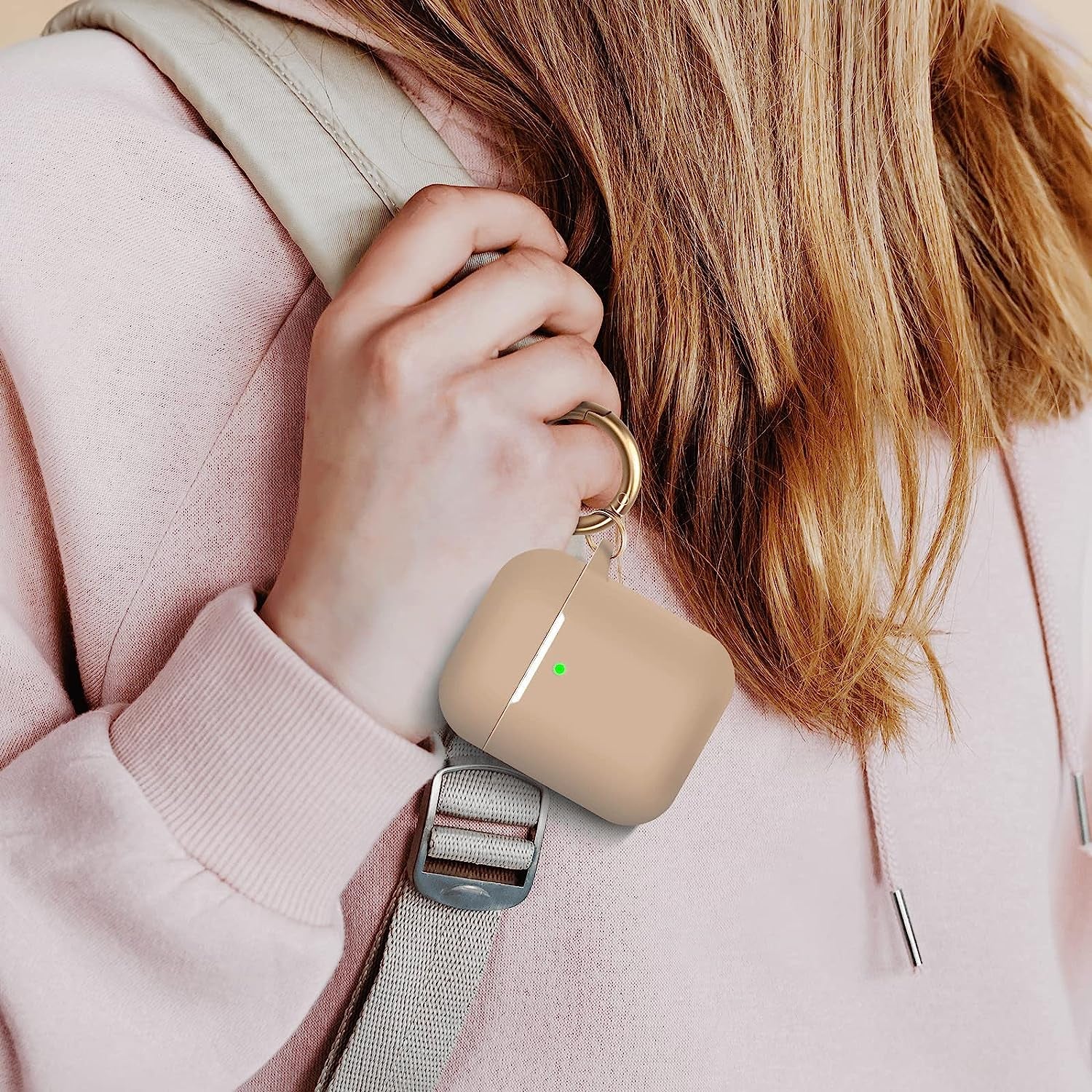 MOLOPPO Case Cover Compatible with Airpods, Soft Silicone Protective Cover with Keychain for Women Men Compatible with Apple Airpods 2Nd 1St Generation Charging Case, Front LED Visible- Milk Tea  MOLOVA   