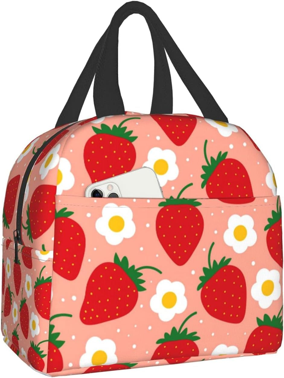 Fashion Blue and White Patchwork Lunch Box Insulated Cooler Lunch Tote Bag Travel Picnic Durable Shopping Reusable Waterproof Bags for Women  carati   