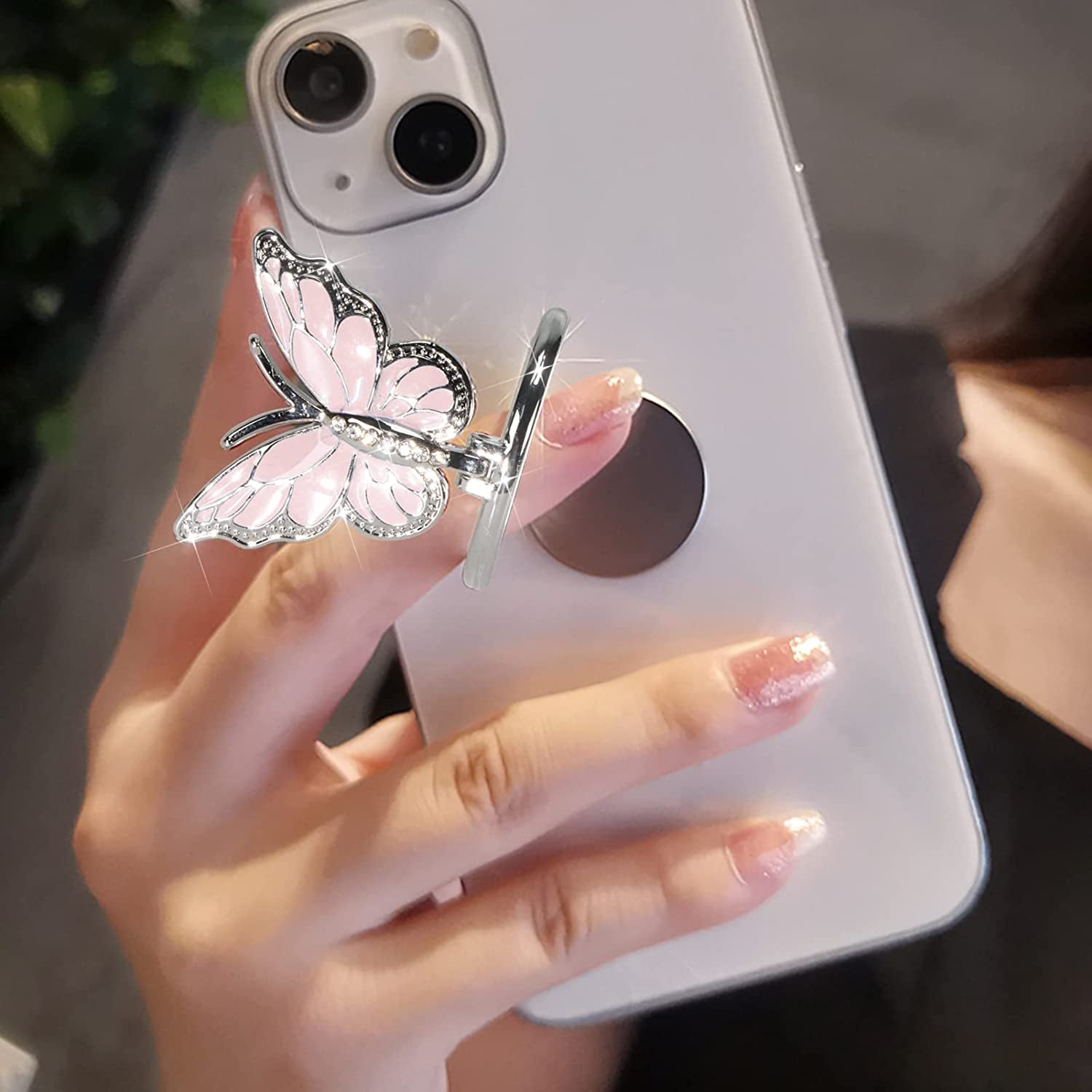 LSL Cute Butterfly Cell Phone Ring Holder 360°Rotation Metal Finger Stand Kickstand Universal Compatible with Iphone Samsung Galaxy LG Google Pixel Ipad Three Pack Pink Blue Purple Pretty Butterfly  LSL Pink  