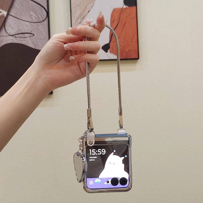 RAKKYO for Motorola Razr plus Case, Clear Cover with Bracelets Love Shape Mirror, Kawaii Woman Case for Motorola Razr 40Ultra (Moto Razr40Ulta)  RAKKYO   