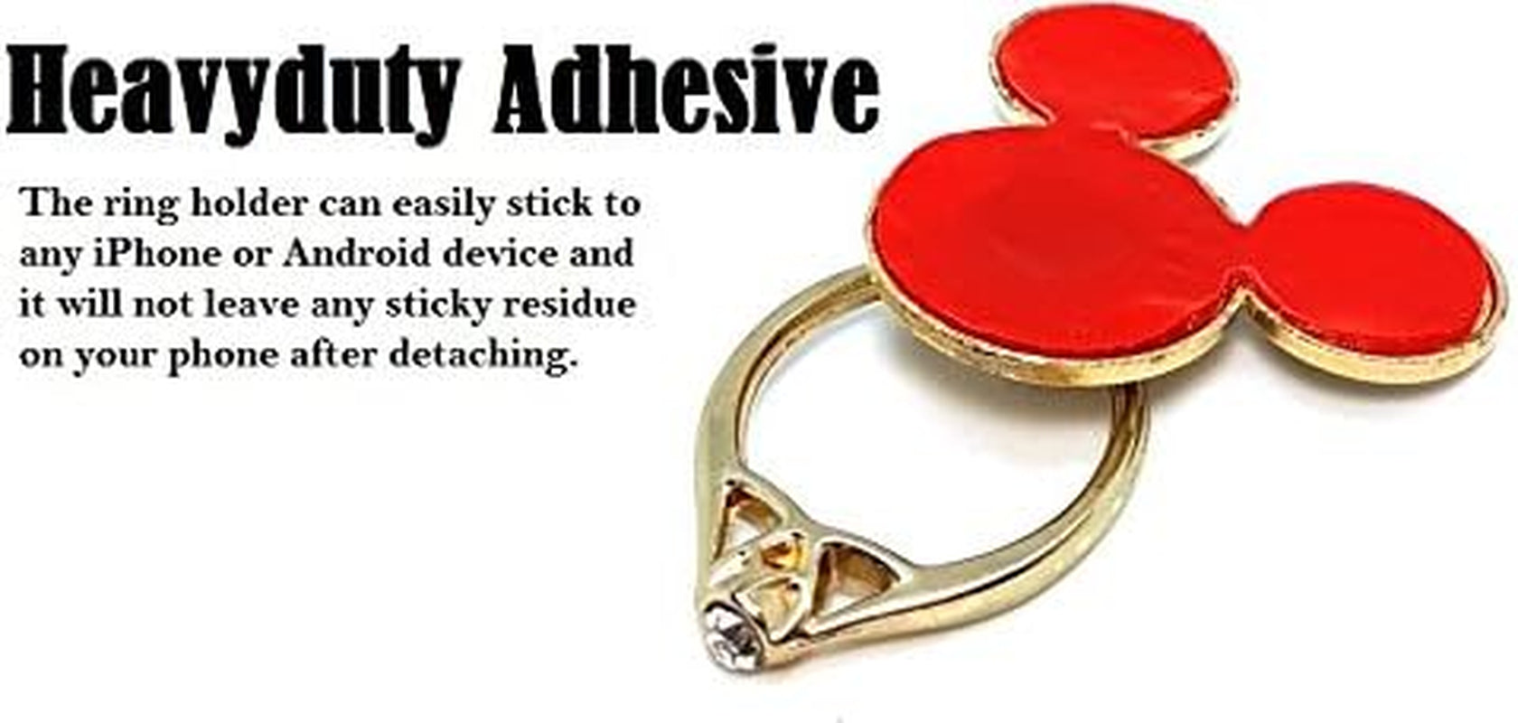 Accessoryhappy Mickey Ears Ring Stand, Rhinestone Crystal Bling Diamond 360° Rotation Cell Phone Stent Holder Grip Kickstand for Iphone 7 7 plus Iphone 8 8 plus 6S 6 Galaxy S7 S8 (Clear)  AccessoryHappy   