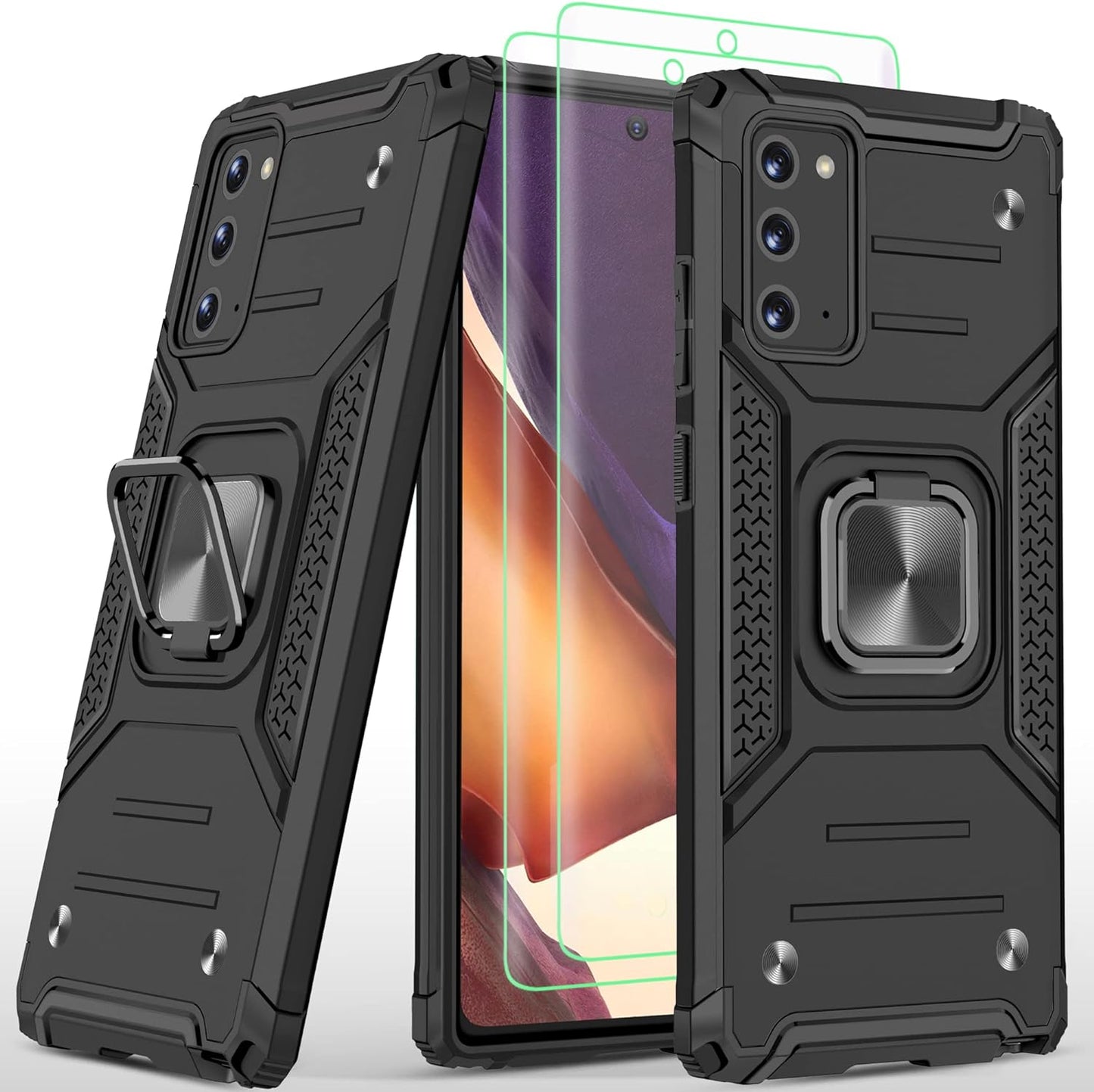 AYMECL for Note 20 Case, Samsung Galaxy Note 20 Case with Self Healing Flexible TPU Screen Protector[2 Pack], Military Grade with Kickstand Protective Case for Samsung Galaxy Note 20 5G-Blue  AYMECL Note 20 Black  