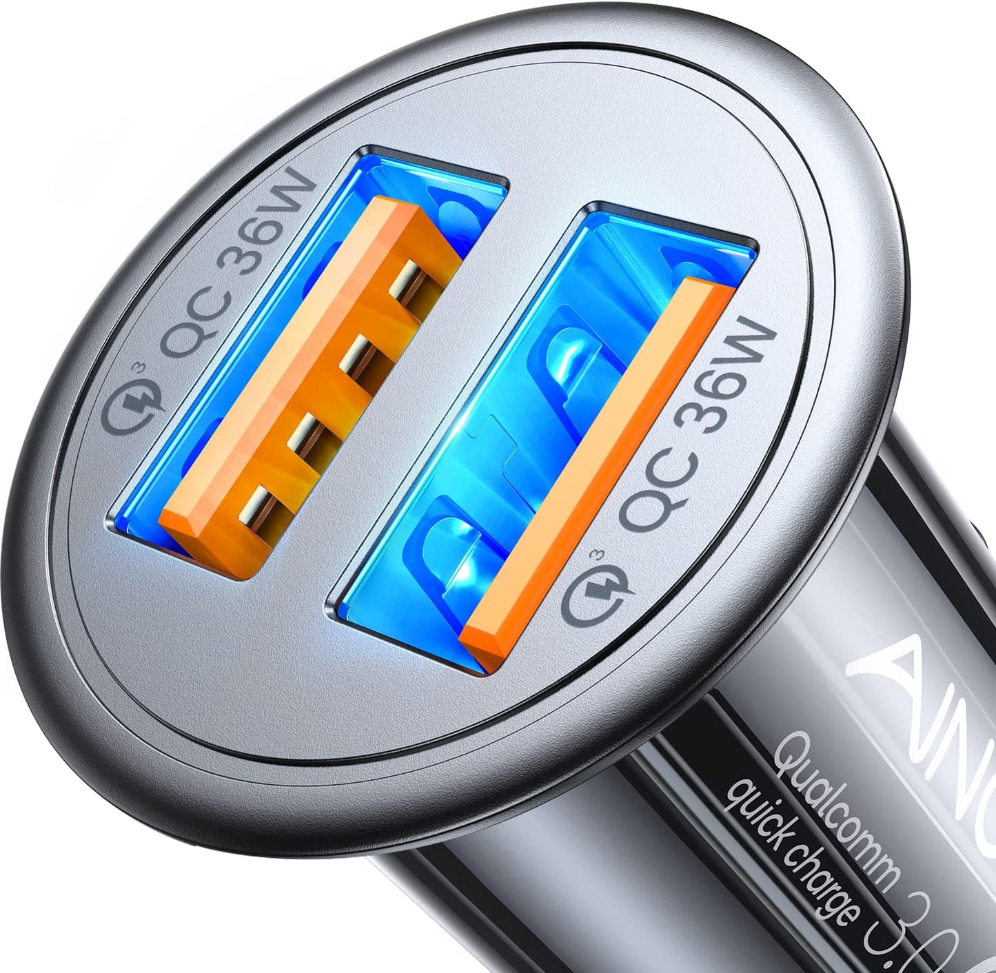 AINOPE USB Car Charger Port Fast Car Charger Fast Charge Cigarette Lighter USB Charger 36W All Metal Mini Quick Charge Compatible with Iphone 14/13/12/11 Pro/11/ X/8, Note 9/20 Galaxy S23/S10/S9  AINOPE   