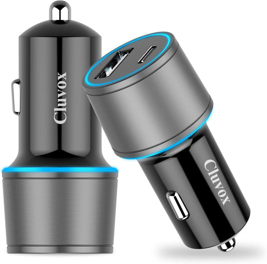 Cluvox 35W USB C Car Charger, 2 Pack Fast Charging Automobile Charger Compatible for Iphone 14 Plus/Pro/Max/13/12/11, Samsung Galaxy, 20W Type C+ 15W Dual Ports Cargador Carro Lighter Adapter  Dongguan ChiRui Electronic Technology Co., Ltd.   