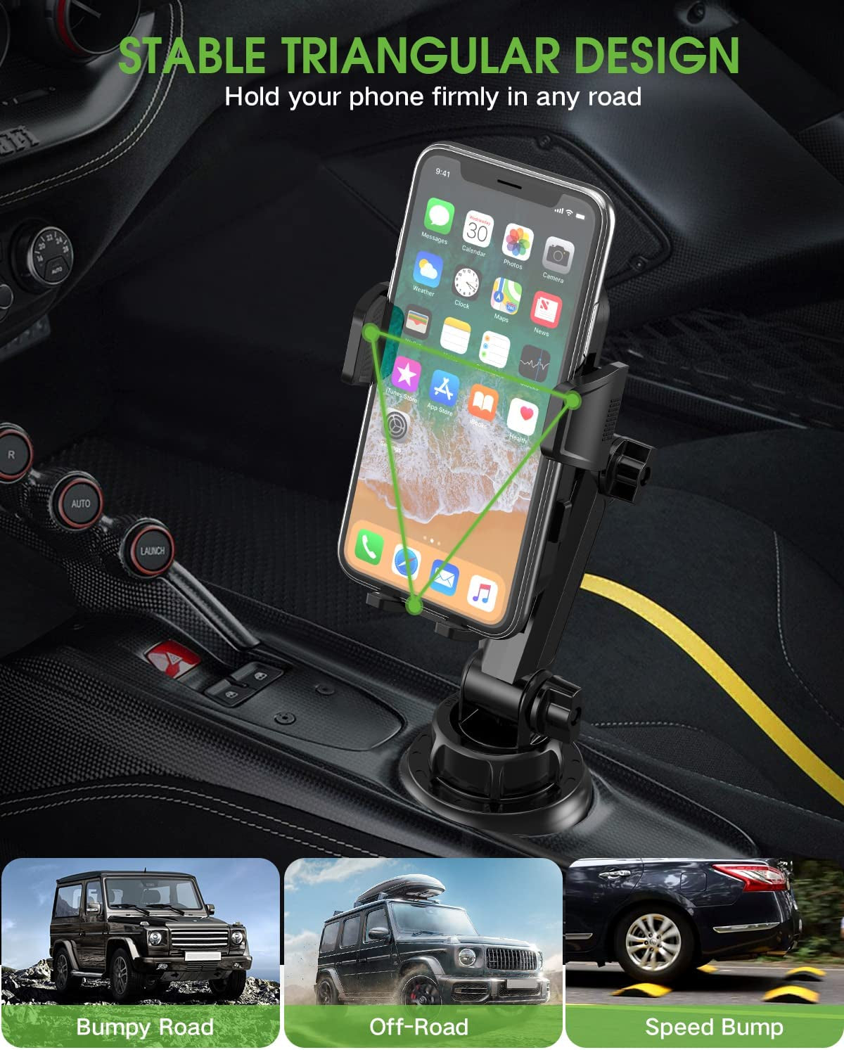 [Upgraded] Cup Phone Holder for Car, EOCAHO Universal [No Shaking] Cup Holder Phone Mount with Expandable Base for Car Truck, Adjustable Cell Phone Holder Car,Compatible with Iphone Samsung All Phones  EOCAHO   