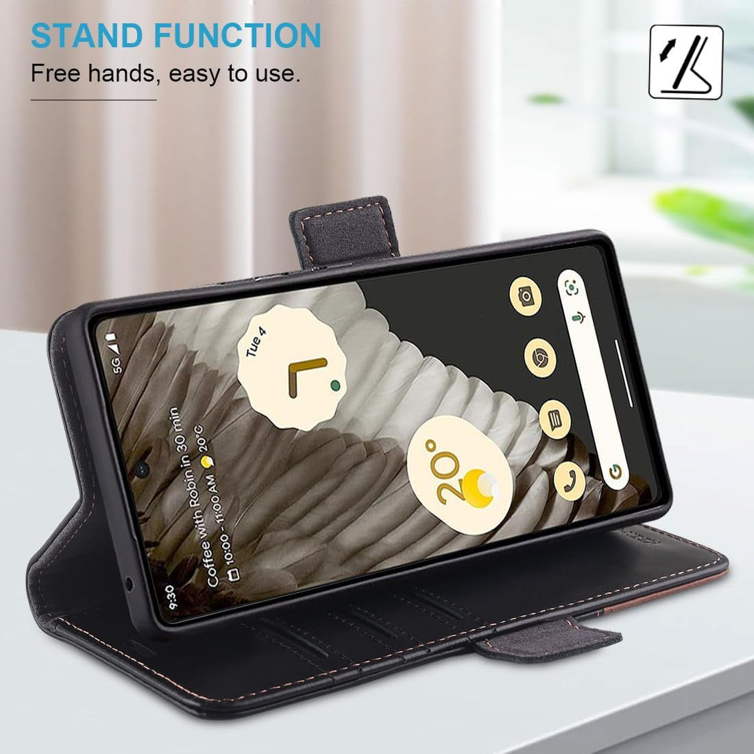 Kezihome Case for Google Pixel 8, Genuine Leather [RFID Blocking] Wallet Case with Card Holder Kickstand Flip Heavy Duty Protective Phone Cover for Google Pixel 8 5G (Black/Brown)  KEZiHOME   